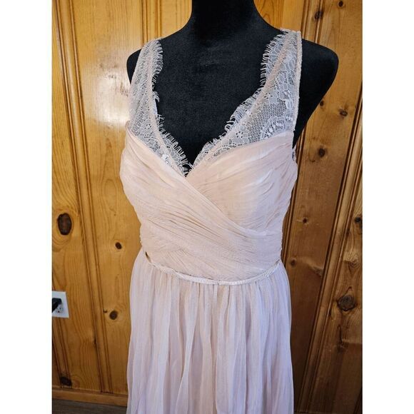 Hitherto Women’s Bridesmaid Sleeveless Tulle Fleur Dress Light Pink Size 8 Prom - Picture 2 of 11